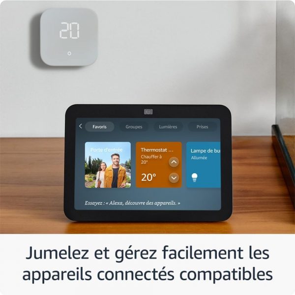 Echo Show 8 (3e génération, modèle 2023) | Écran tactile HD connecté avec son spatial, hub connecté intégré et Alexa | Anthracite