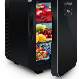 Enventor Mini Frigo 10L, 220V/12V, Refroidisseur et Réchauffeur, Mini Réfrigérateur Portable avec Affichage LCD de la Température, pour Voiture, Voyage, Cosmétiques, Boissons