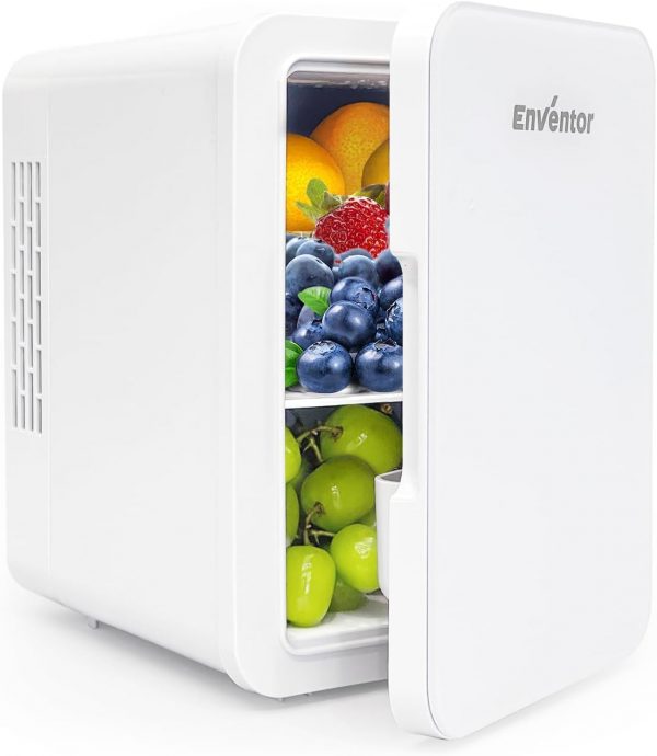 Enventor Mini Frigo 10L, 220V/12V, Refroidisseur et Réchauffeur, Mini Réfrigérateur Portable avec Affichage LCD de la Température, pour Voiture, Voyage, Cosmétiques, Boissons