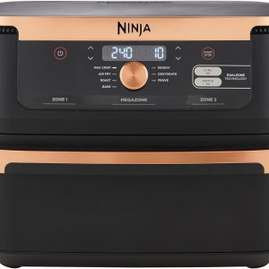 Friteuse à air Ninja Foodi FlexDrawer, double zone avec séparateur amovible, grand tiroir de 10,4 L, 7-en-1, double zone, pièces antiadhésives compatibles au lave-vaisselle, noir &