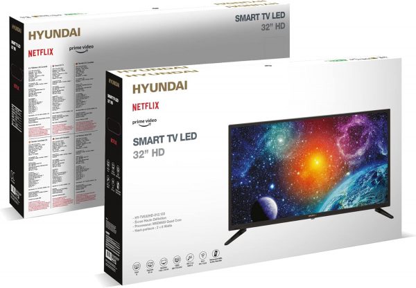 HYUNDAI Smart Netflix TV LED 32 Pouces (80cm) - Haute Définition - Triple Tuner - WiFi Youtube - HDMI x2 - USB multimédia 2.0 x2 - Screencast - Sortie Casque et Optique - CI+