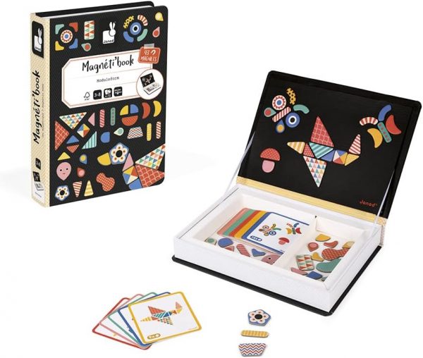 Janod - Magneti'Book Moduloform - Jeu Éducatif Magnétique 43 Pièces - Dès 3 Ans, J02720, Noir