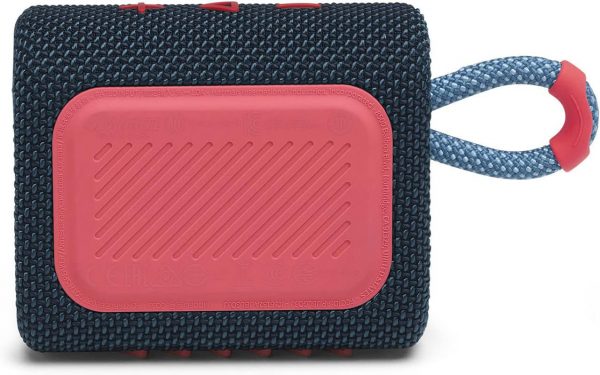 JBL GO 3 – Enceinte Bluetooth portable et légère, aux basses intenses et au style audacieux – Étanche à l’eau et à la poussière – Autonomie de 5 heures – Bleu / Rose