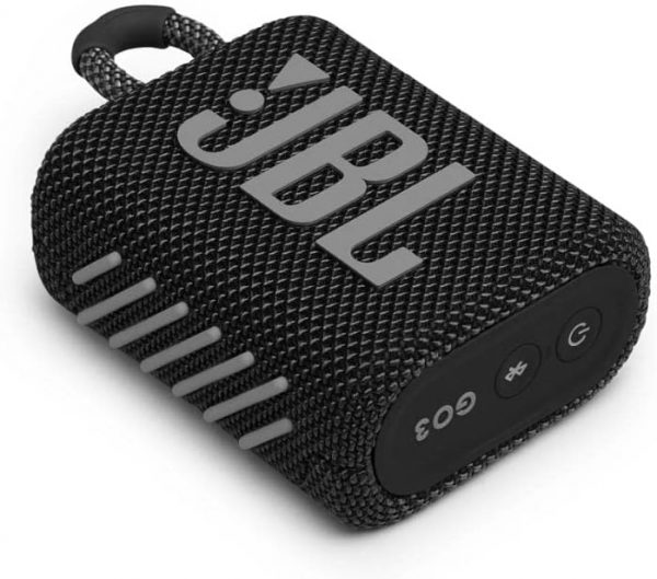 JBL GO 3 – Enceinte Bluetooth portable et légère, aux basses intenses et au style audacieux – Étanche à l’eau et à la poussière – Autonomie de 5 heures – Noir