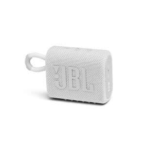 JBL GO 3 – Enceinte Bluetooth portable et légère, avec des basses intenses et un style audacieux – Étanche à l'eau et à la poussière – Autonomie de 5 heures – Blanc