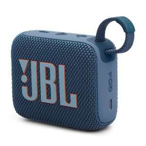 JBL GO 4, Enceinte Bluetooth ultra-portable, son JBL Pro, basses percutantes, 7 heures d'autonomie, fonction Playtime Boost, résistante à l'eau et à la poussière IP67, en bleu