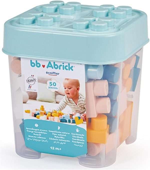 Jouets Ecoiffier - 7916 - Mes premières Briques - BB Abrick - Jeu d'éveil - 50 pièces - À partir de 12 mois - Origine France Garantie, Pastel