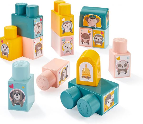 Jouets Ecoiffier - 7916 - Mes premières Briques - BB Abrick - Jeu d'éveil - 50 pièces - À partir de 12 mois - Origine France Garantie, Pastel