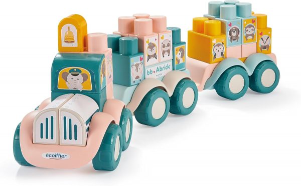 Jouets Ecoiffier - 7916 - Mes premières Briques - BB Abrick - Jeu d'éveil - 50 pièces - À partir de 12 mois - Origine France Garantie, Pastel