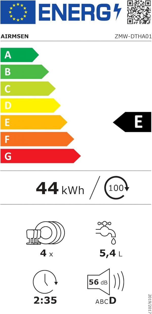 Lave-vaisselle de Table AIRMSEN, Mini Lave-vaisselle avec 7 Programmes, Commande Tactile, Affichage à LED, Réservoir d'Eau 5L, Lave-vaisselle Compact pour Appartements, Camping,