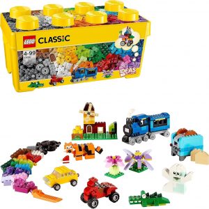 LEGO 10696 Classic La Boîte de Briques Créatives, Jouet et Ensemble de Rangement avec Briques, Roues, Fenêtres, Idée Cadeau Anniversaire, Enfants 4 Ans