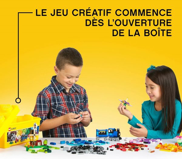 LEGO 10696 Classic La Boîte de Briques Créatives, Jouet et Ensemble de Rangement avec Briques, Roues, Fenêtres, Idée Cadeau Anniversaire, Enfants 4 Ans