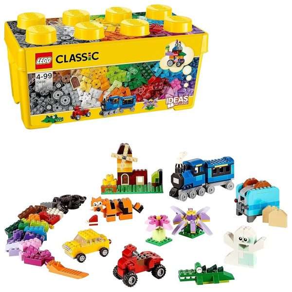 LEGO 10696 Classic La Boîte de Briques Créatives, Jouet et Ensemble de Rangement avec Briques, Roues, Fenêtres, Idée Cadeau Anniversaire, Enfants 4 Ans