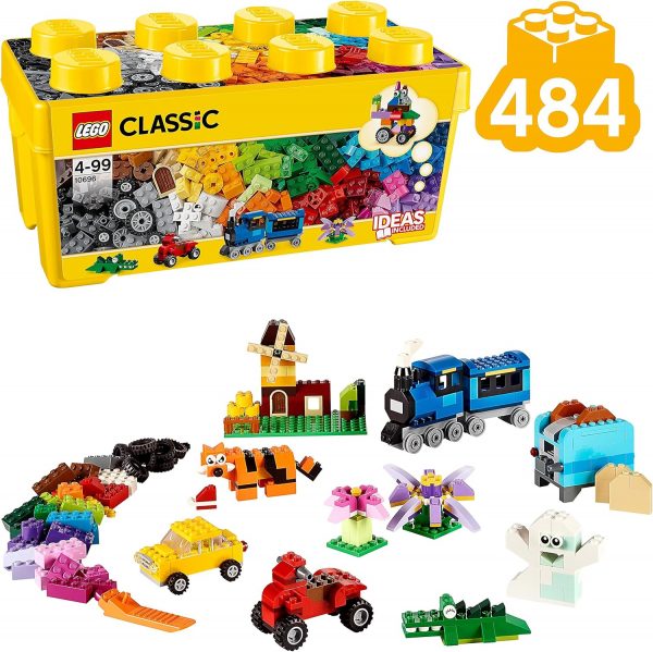 LEGO 10696 Classic La Boîte de Briques Créatives, Jouet et Ensemble de Rangement avec Briques, Roues, Fenêtres, Idée Cadeau Anniversaire, Enfants 4 Ans