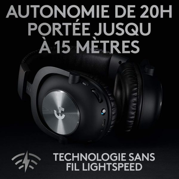 Logitech G PRO X LIGHTSPEED Casque de gaming sans fil avec technologie de filtre de micro Blue VOICE, transducteurs PRO-G de 50 mm, DTS Headphone: X 2.0, 20 heures d'autonomie, PC,