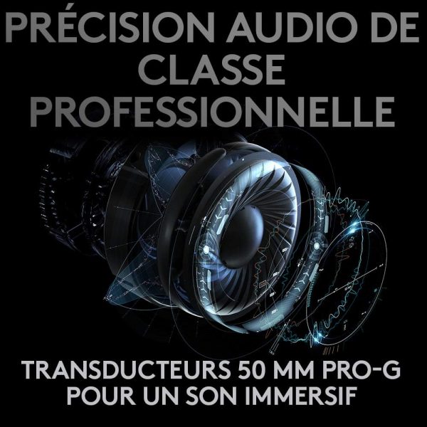 Logitech G PRO X LIGHTSPEED Casque de gaming sans fil avec technologie de filtre de micro Blue VOICE, transducteurs PRO-G de 50 mm, DTS Headphone: X 2.0, 20 heures d'autonomie, PC,