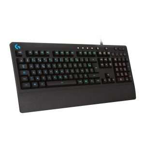 Logitech G213 Prodigy, clavier de jeu, éclairage RGB LIGHTSYNC, résistant aux éclaboussures, personnalisable, commandes multimédia dédiées, Français AZERTY - Noir