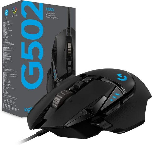 Logitech G502 HERO Souris Gamer Filaire Haute Performance, Capteur Gaming HERO 25K, 25 600 PPP, RVB, Poids Ajustable, 11 Boutons Programmables, Mémoire Intégrée, PC/Mac - Noire