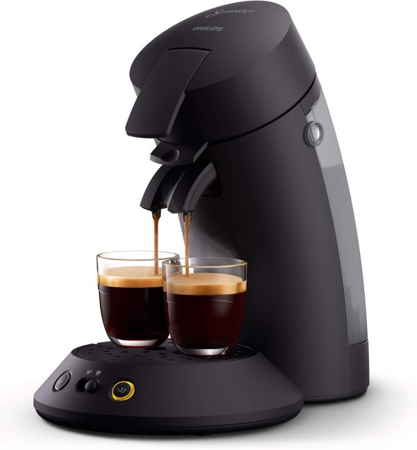 Machine à café à dosettes Philips SENSEO Original Plus, Crema Plus, Sélecteur d'intensité, Technologie Booster d'arômes, Produit vert, Noir intense (CSA210/61)