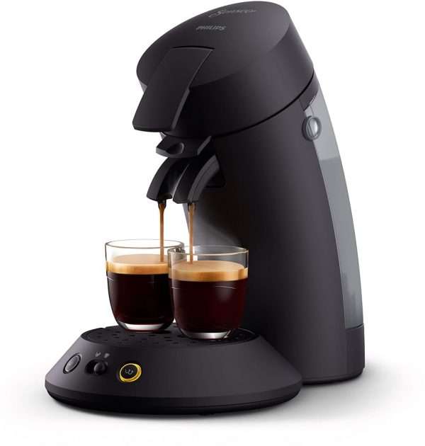 Machine à café à dosettes Philips SENSEO Original Plus, Crema Plus, Sélecteur d'intensité, Technologie Booster d'arômes, Produit vert, Noir intense (CSA210/61)