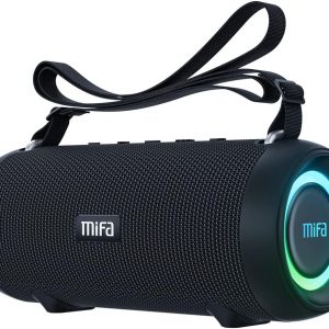 MIFA Enceinte A90 Haut-Parleur Bluetooth 60W sans Fil IPX7 étanche 30 Heures de Lecture Carte Micro SD Véritable Chargement stéréo USB-C sans Fil avec Housse de Protection et