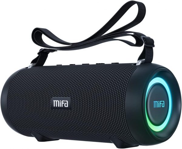 MIFA Enceinte A90 Haut-Parleur Bluetooth 60W sans Fil IPX7 étanche 30 Heures de Lecture Carte Micro SD Véritable Chargement stéréo USB-C sans Fil avec Housse de Protection et