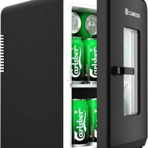 Mini frigo de chambre Cumeod, 15L / 21 canettes de 330 ml, 12V DC/220V AC, petit frigo cosmétique avec fonction chaud/froid pour aliments, boissons, cosmétiques, mode Max et ECO...