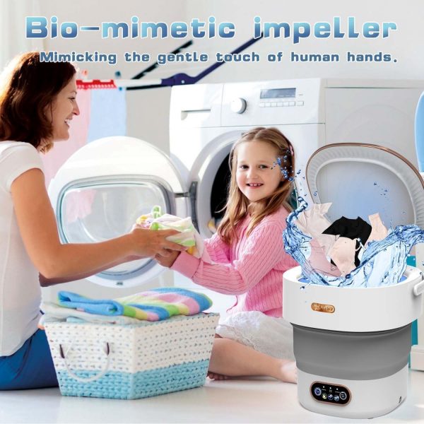 Mini machine à laver pliable 15L, Machine à laver mobile 22W, Petite machine à laver avec sèche-linge, 2 en 1, 3 modes de nettoyage, pour enfants, pour chaussettes,