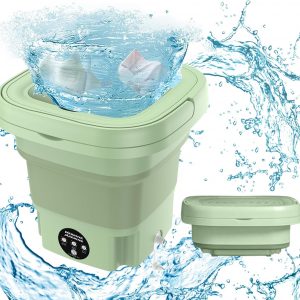 Mini machine à laver portable 8L, mini machine à laver pliable avec essorage, seau à linge pliable, lave-linge mobile, pour les sous-vêtements, chaussettes et petits objets