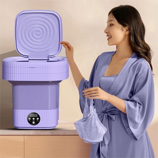 Mini machine à laver portable 8L, mini machine à laver pliable avec essorage, seau à linge pliable, lave-linge mobile, pour les sous-vêtements, chaussettes et petits objets