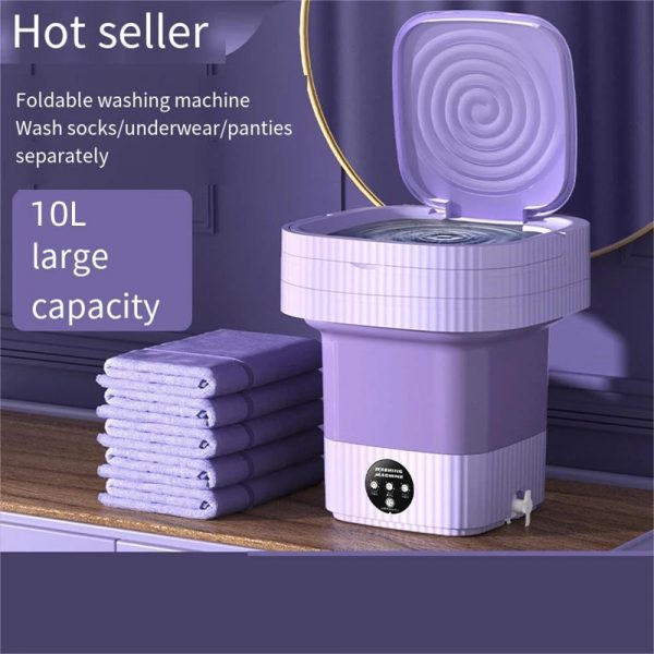 Mini machine à laver portable 8L, mini machine à laver pliable avec essorage, seau à linge pliable, lave-linge mobile, pour les sous-vêtements, chaussettes et petits objets