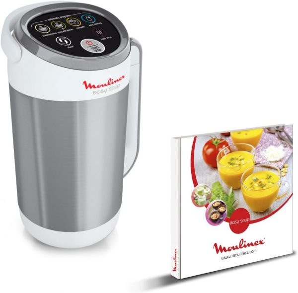 Moulinex Blender chauffant, 1000 W, Capacité 1,2 L, 5 programmes automatiques, Double paroi, Soupe, Velouté, Compote, Smoothie, Maintien au Chaud, Easy Soup argent LM841110