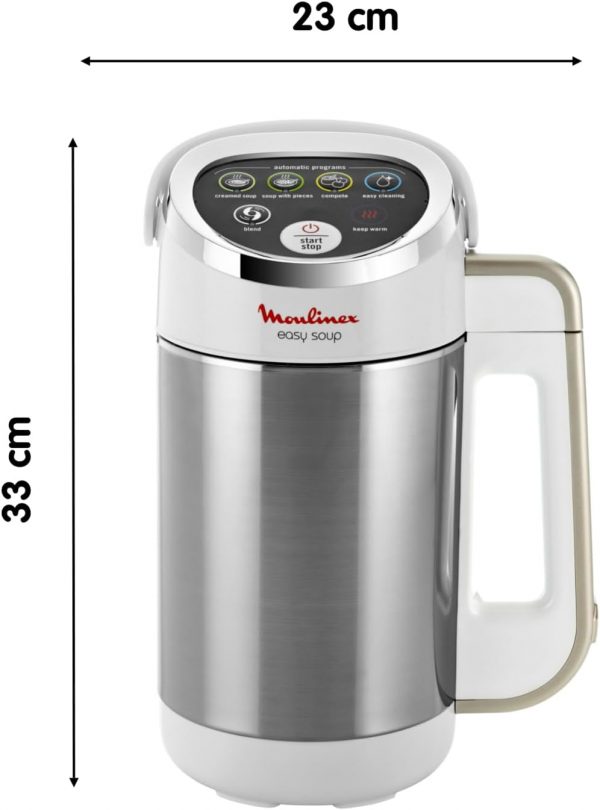 Moulinex Blender chauffant, 1000 W, Capacité 1,2 L, 5 programmes automatiques, Double paroi, Soupe, Velouté, Compote, Smoothie, Maintien au Chaud, Easy Soup argent LM841110