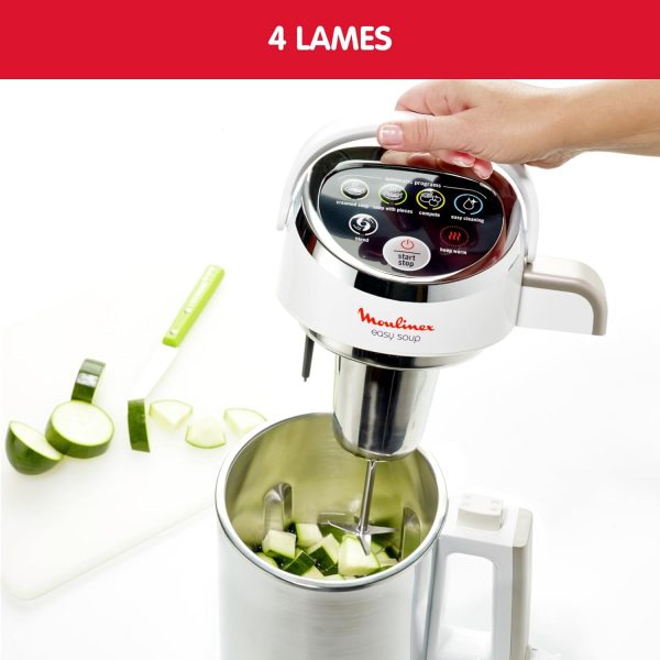 Moulinex Blender chauffant, 1000 W, Capacité 1,2 L, 5 programmes automatiques, Double paroi, Soupe, Velouté, Compote, Smoothie, Maintien au Chaud, Easy Soup argent LM841110