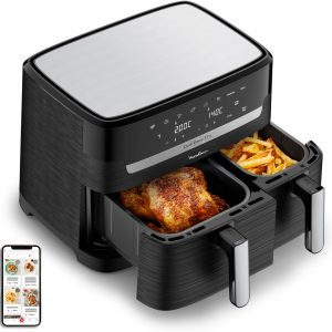 Moulinex Easy Fry Dual Friteuse sans huile, Capacité 8,3 L, Jusqu'à 8 personnes, 7 programmes automatiques, Écran digital, Économie d'énergie, Application Moulinex, friteuse à air