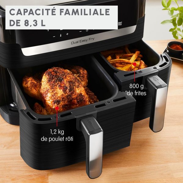 Moulinex Easy Fry Dual Friteuse sans huile, Capacité 8,3 L, Jusqu'à 8 personnes, 7 programmes automatiques, Écran digital, Économie d'énergie, Application Moulinex, friteuse à air