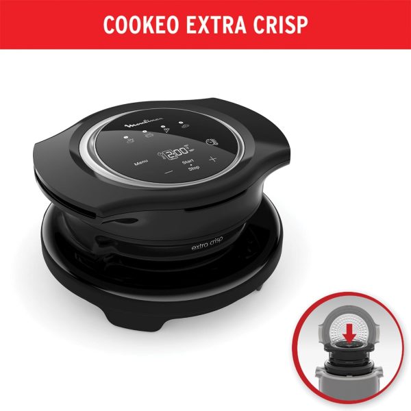 Moulinex Extra Crisp Cookeo, couvercle friteuse à air, recettes croustillantes, cuisson sans huile, 4 programmes, température réglable, compatible avec les Cookeo 6 L, noir...