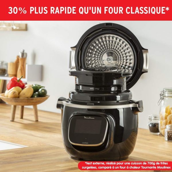 Moulinex Extra Crisp Cookeo, couvercle friteuse à air, recettes croustillantes, cuisson sans huile, 4 programmes, température réglable, compatible avec les Cookeo 6 L, noir...