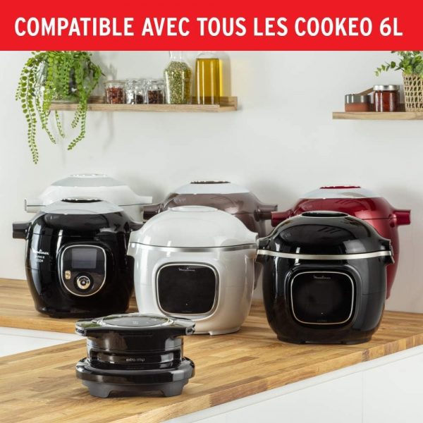 Moulinex Extra Crisp Cookeo, couvercle friteuse à air, recettes croustillantes, cuisson sans huile, 4 programmes, température réglable, compatible avec les Cookeo 6 L, noir...