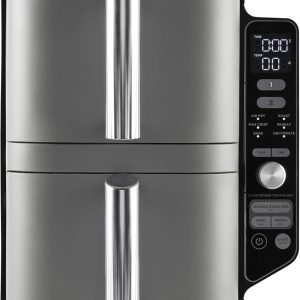 Ninja Double Stack XL Friteuse sans huile, friteuse verticale à 2 tiroirs, 4 niveaux de cuisson, 2 tiroirs et 2 grilles, design compact, capacité de 9,5L, 6 fonctions de cuisson, 8