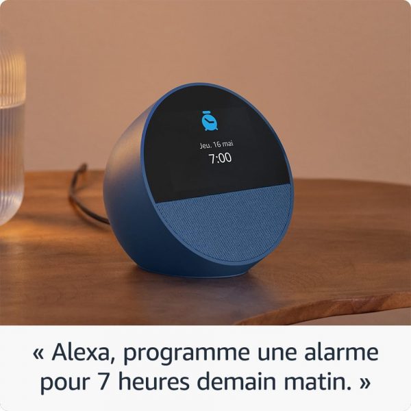 Nouvel Amazon Echo Spot (modèle 2024) | Réveil connecté avec un son de qualité et Alexa | Noir