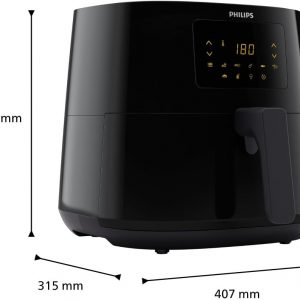 Philips 3000 Series Airfryer XL - Technologie Rapid Air, jusqu'à 90 % de matières grasses en moins, capacité de 1,2 kg, format de 6,2 l, écran tactile, noir (HD9270/90)