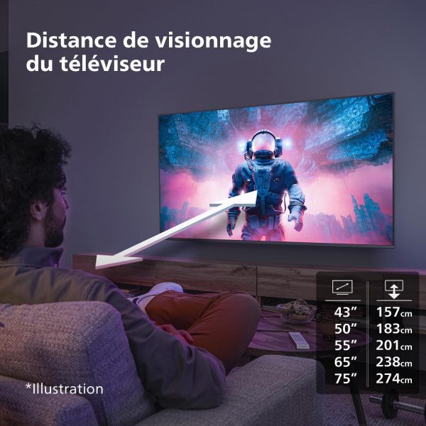 Philips 43PUS7609 Téléviseur Intelligent LED 4K - Écran de 43 Pouces avec la Plate-Forme Pixel Precise Ultra HD Titan OS et Son Dolby Atmos, Fonctionne avec Alexa et l’Assistant...