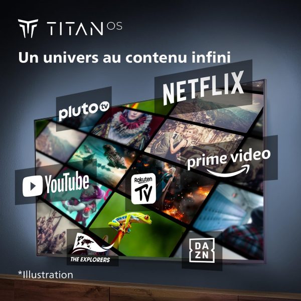 Philips 50PUS7609 Smart TV LED 4K - Écran de 50 pouces avec plateforme Pixel Precise Ultra HD Titan OS et son Dolby Atmos, fonctionne avec Alexa et l'assistant vocal Google - Gris