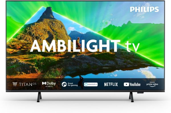 Philips Ambilight 50PUS8309 Téléviseur Intelligent LED 4K - Écran de 50 Pouces avec Plate-forme Pixel Precise Ultra HD, Titan OS et Son Dolby Atmos, Fonctionne avec l'Assistant...