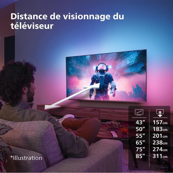 Philips Ambilight 50PUS8309 Téléviseur Intelligent LED 4K - Écran de 50 Pouces avec Plate-forme Pixel Precise Ultra HD, Titan OS et Son Dolby Atmos, Fonctionne avec l'Assistant...