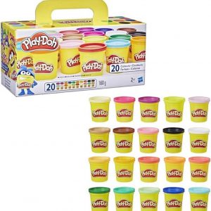 Play-Doh, 20 pots de pâte à modeler avec des couleurs différentes, jeu éducatif pour filles et garçons dès 2 ans, cadeau pour anniversaire - activité créative, jouets