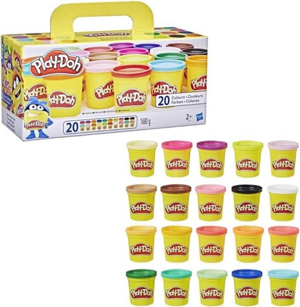 Play-Doh, 20 pots de pâte à modeler avec des couleurs différentes, jeu éducatif pour filles et garçons dès 2 ans, cadeau pour anniversaire - activité créative, jouets