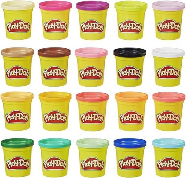 Play-Doh, 20 pots de pâte à modeler avec des couleurs différentes, jeu éducatif pour filles et garçons dès 2 ans, cadeau pour anniversaire - activité créative, jouets