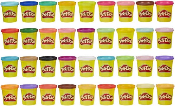 Play-Doh, 20 pots de pâte à modeler avec des couleurs différentes, jeu éducatif pour filles et garçons dès 2 ans, cadeau pour anniversaire - activité créative, jouets